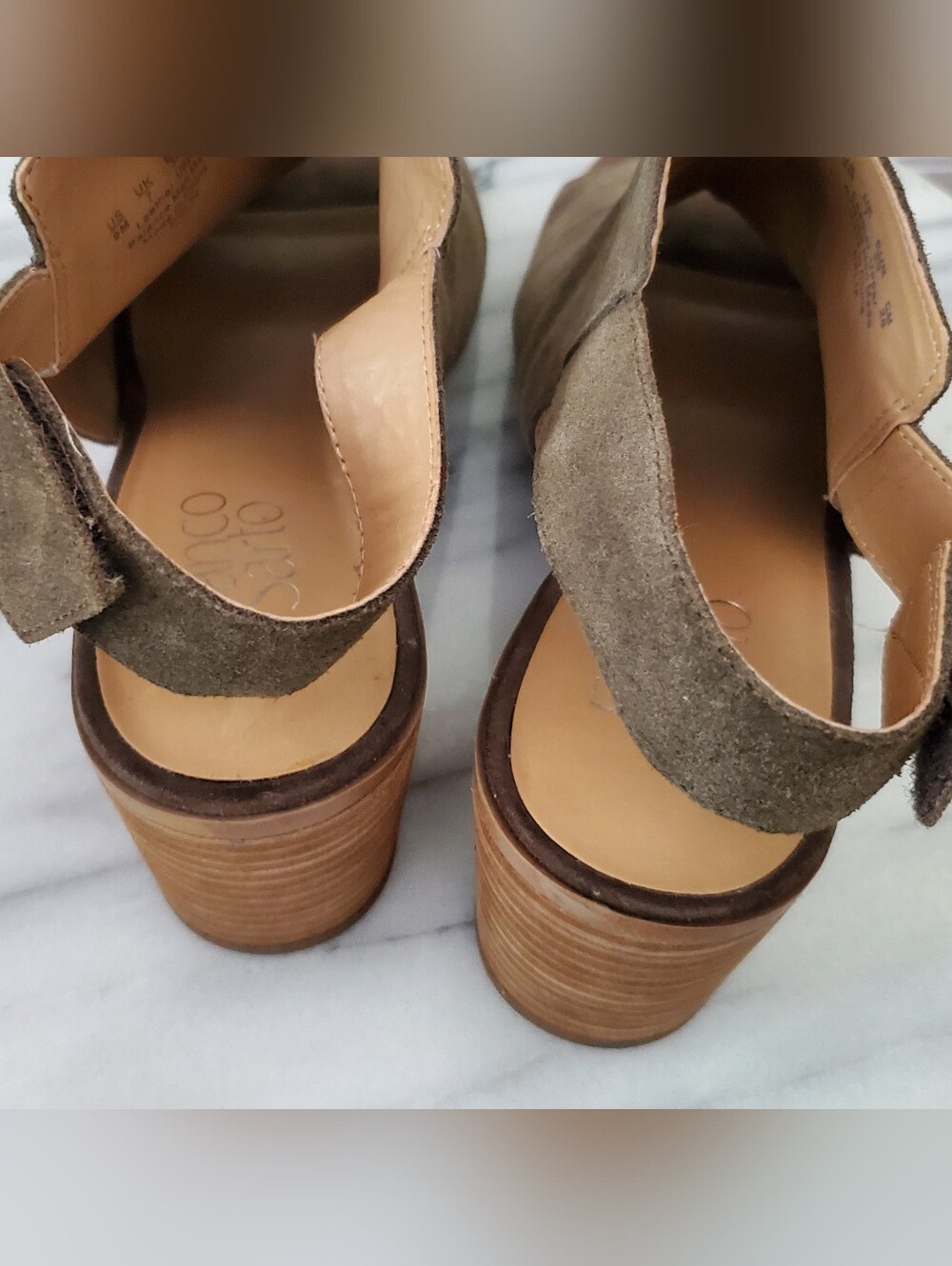 Franco Sarto Helix Olive Green Suede Slingback Block Heel Sandals - Picture 7 of 9